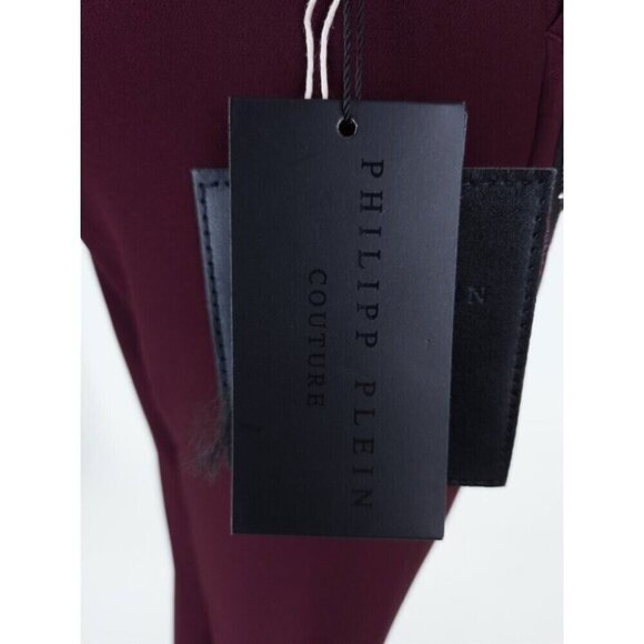 Philipp Plein Couture Crystal Embellished 'Bunny' Trousers Size 40 M Wine - Picture 10 of 13